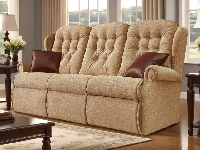 Sherborne Lynton Small 3 Seater Upholstered Fabric Sofa in Beige