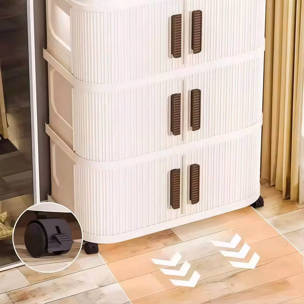 EONLION 5 Tier Slim Storage Cabinet Cupboard in White – 3