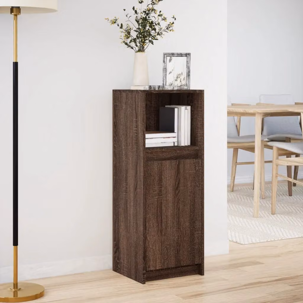 Berkfield Home Modern Brown Oak Sideboard with Integrated LED Lighting, W/D/H: 100 x 38 x 34 cm – 3