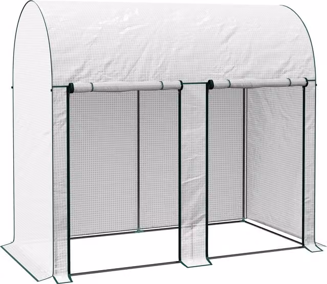 Outsunny White Walk-In Greenhouse with Arched Top and Zipped Roll-Up Doors, W/D/H: 200 x 100 x 178 cm