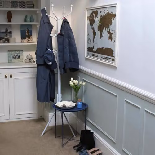Harbour Housewares Black Metal Free-Standing Coat Rack with 12 Hooks and Umbrella Holder, Height: 182 cm – 2