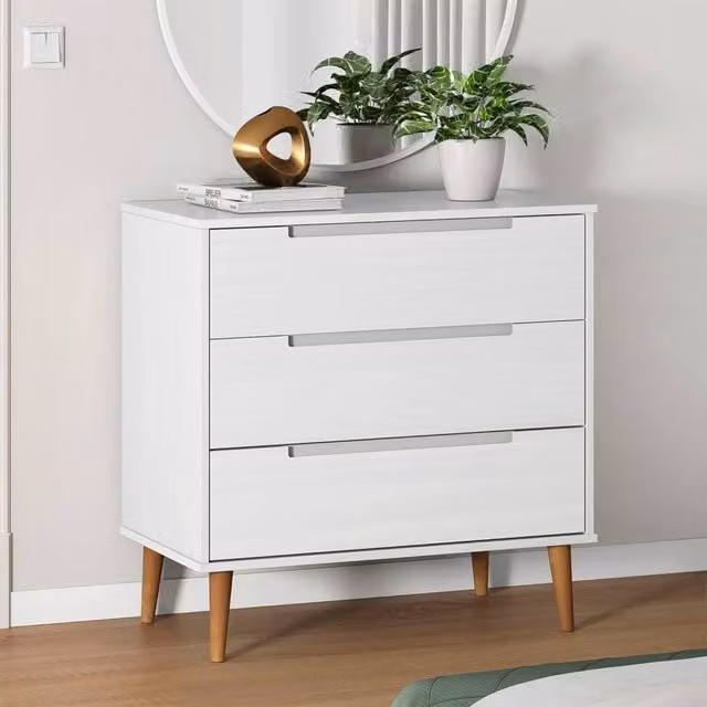 Berkfield Home MOLDE White Solid Wood Pine Drawer Cabinet W/D/H: 80 x 40 x 80 cm – 1
