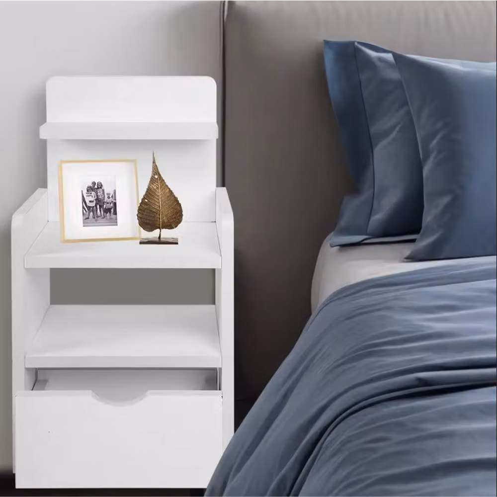 Havendro White Modern Wood Bedroom Nightstand with Storage Drawer, W/D/H: 33 x 60 x 60 cm – 3