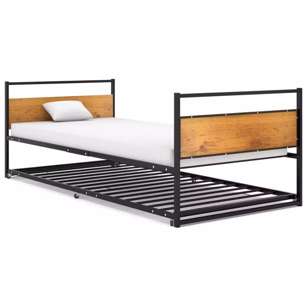 Berkfield Home Industrial Black Metal Pull-out Rollaway Bed Frame with Drawers W/D/H: 90 x 200 cm – 2