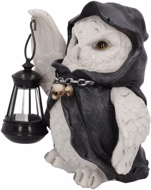 Nemesis Now Reapers Flight Lantern Grim Reaper Owl Figurine in Black and White, Height: 17 cm
