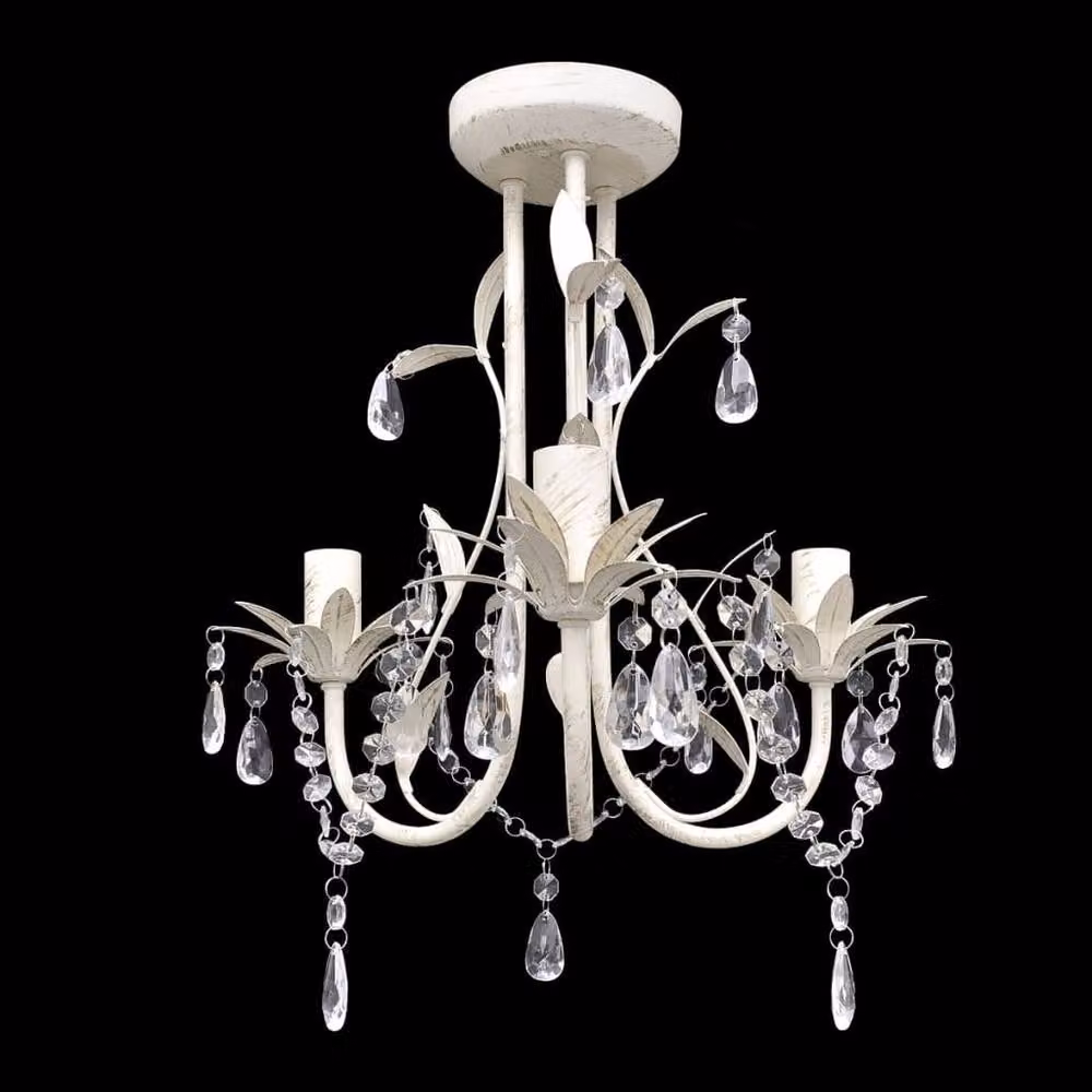 Berkfield Home Set of 2 Crystal Pendant Ceiling Lamps in White and Transparent – 2