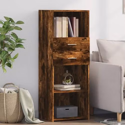 vidaXL Highboard in Smoked Oak, Brown Engineered Wood, W: 45 cm, D: 42.5 cm, H: 124 cm – 2