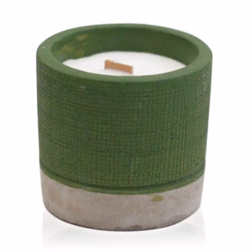 Ancient Wisdom Green Concrete Round Tabletop Pot with Sea Moss and Herbs