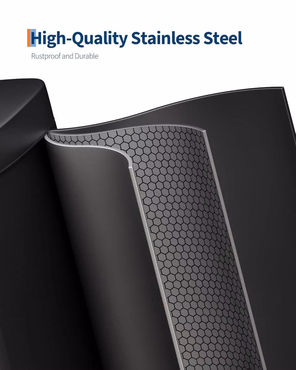 London Boutique Stainless Steel Pedal Kitchen Waste Bin with Removable Inner Bucket, Black, 50L – 2
