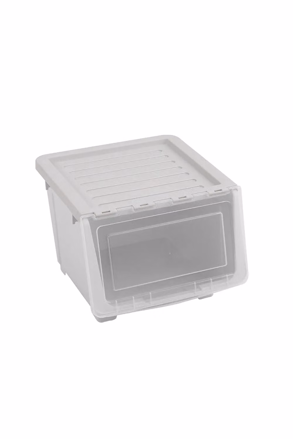Living and Home Stackable Plastic Storage Box with Lid and Wheels, Grey and Transparent – 2