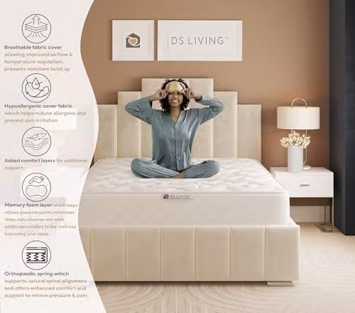 DS Living Glacier Coil Ortho Mattress with Nightfall Gel and 12.5 Bonnell Spring, White, W/D/H: 120 x 200 x 20 cm – 4