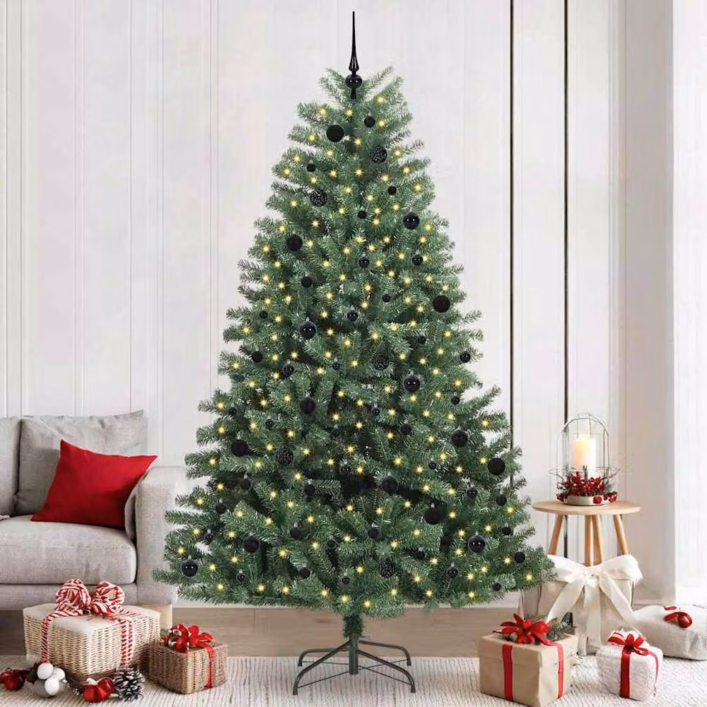 Berkfield Home Realistic Artificial Hinged Christmas Tree in Green, Height: 240 cm – 2