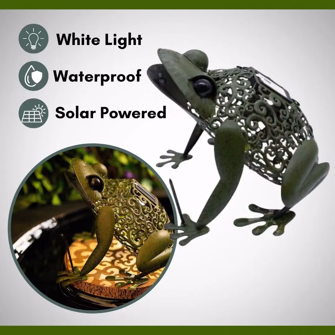 Marco Paul Solar Silhouette Frog Garden Ornament in Green – 3