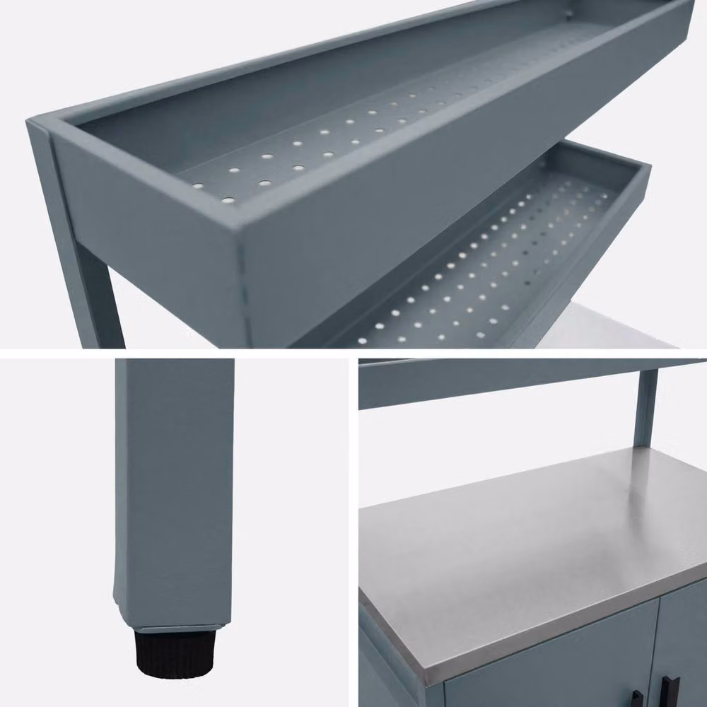 sweeek Steel Outdoor Kitchen in Grey with 2 Hanging Shelves and 2 Hinged Doors, Width: 80 cm – 3