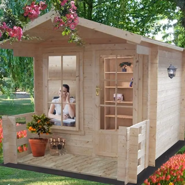 Shires Maulden 19 mm Log Cabin with Verandah in Brown
