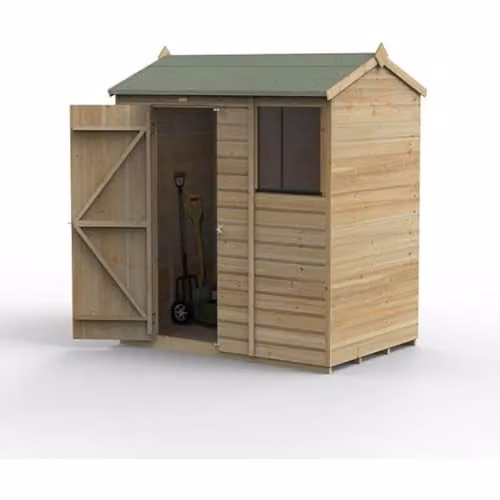 Forest Garden Classic Wooden Gable Shed in Brown or Green, W: 182.88 cm, D: 121.92 cm, H: 212.1 cm – 1