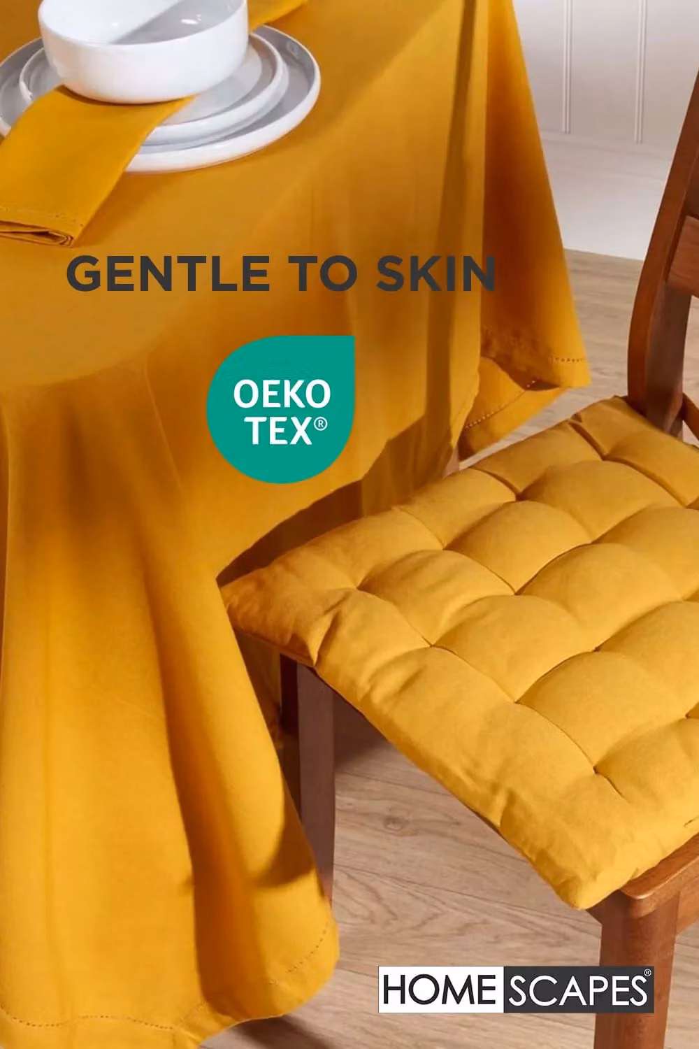 Homescapes Cotton Seat Pad in Yellow, W/D/H: 40 x 40 x 4 cm – 3