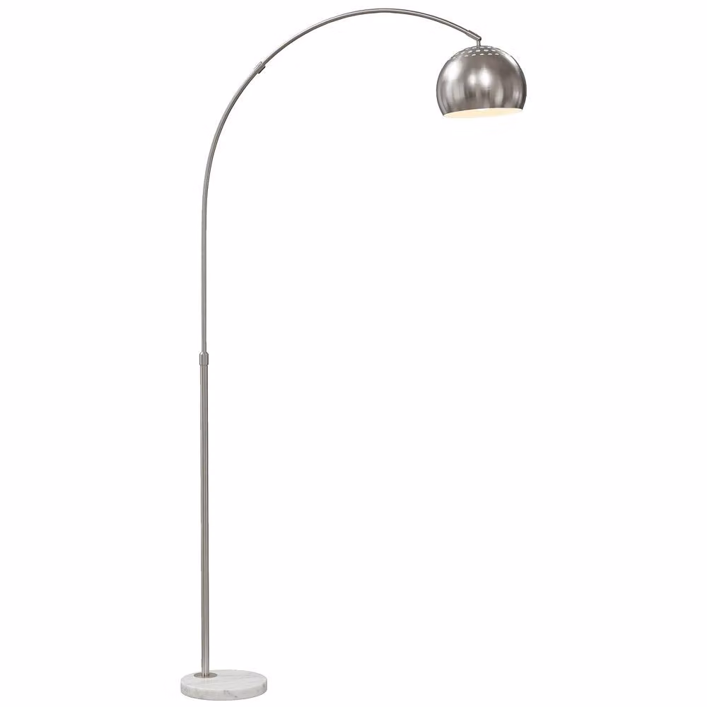HOMCOM Modern Adjustable Arc Floor Lamp in Silver with Marble Base and Foot Switch, Height: 167 cm – 5