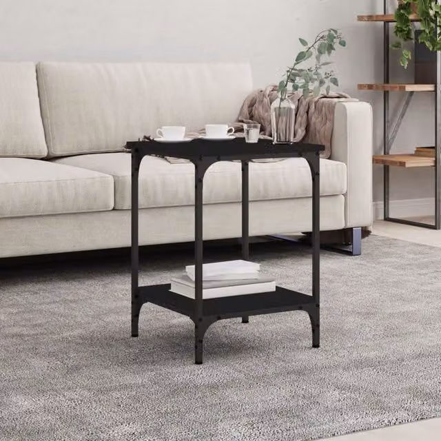 Berkfield Home Black Square Coffee Table in Engineered Wood W/D/H: 40 x 40 x 55 cm