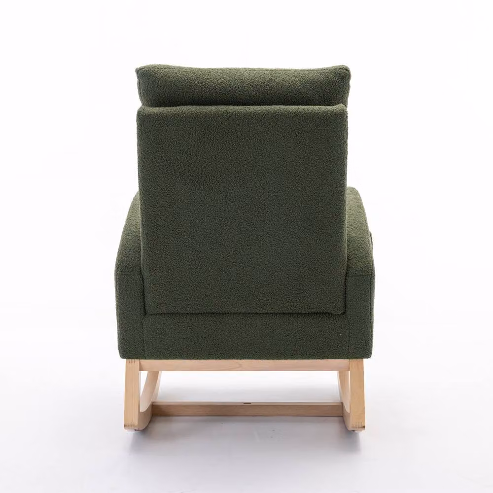 Direct Wicker Mid Century Modern Teddy Bouclé Fabric Upholstered Rocking Chair in Green – 2