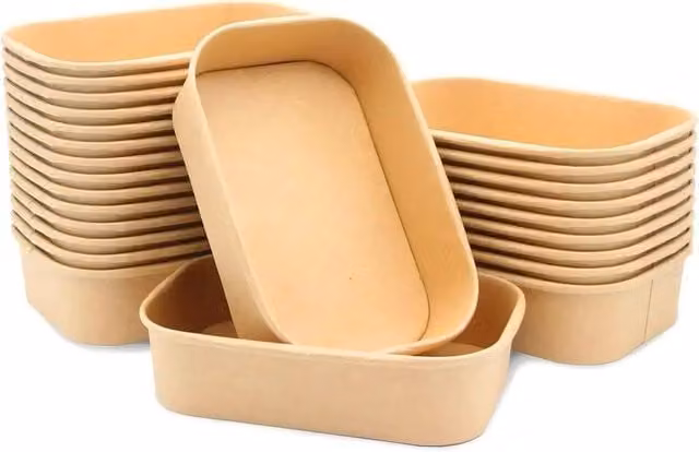 ECONX Brown Kraft Rectangular Takeaway Food Containers, 650ml, 50 Pack