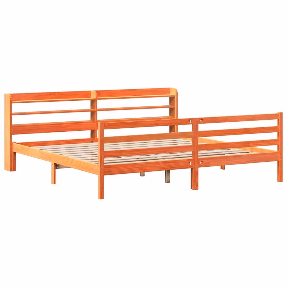 Berkfield Home Super King Solid Wood Pine Bed Frame in Waxed Brown, W/D/H: 180 x 200 cm – 2