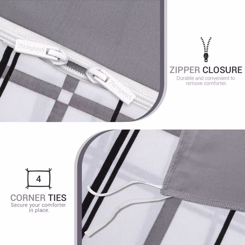 Grace Premium Microfibre Brushed Duvet Cover Set in White, Double, W: 140 cm x L: 200 cm – 5