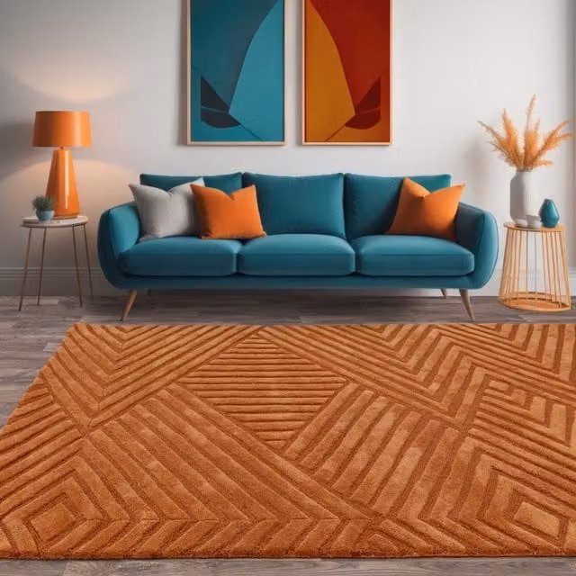 The Rug Shop UK Brown Handmade Wool Modern Geometric Easy To Clean Area Rug W: 200 cm, D: 290 cm – 1