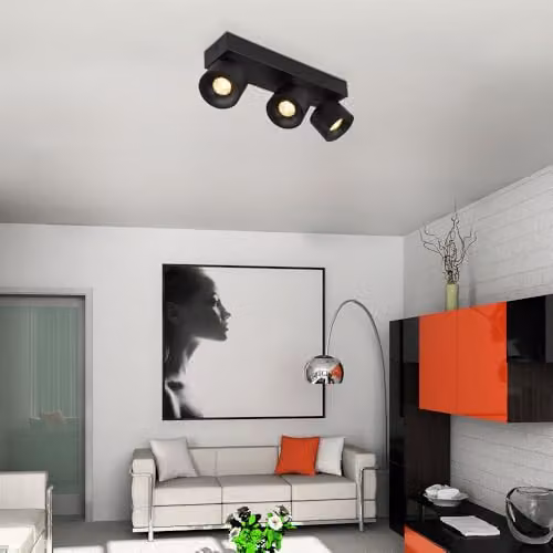 Globo Lighting Black LED Ceiling Spotlight Strip with 3 Adjustable Bulbs – 2