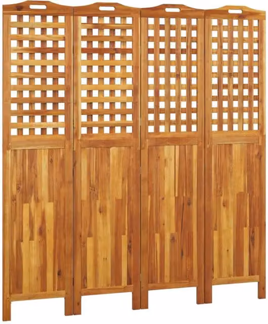 Berkfield Home 4-Panel Acacia Wood Room Divider in Brown, W/D/H: 162 x 2 x 180 cm – 1
