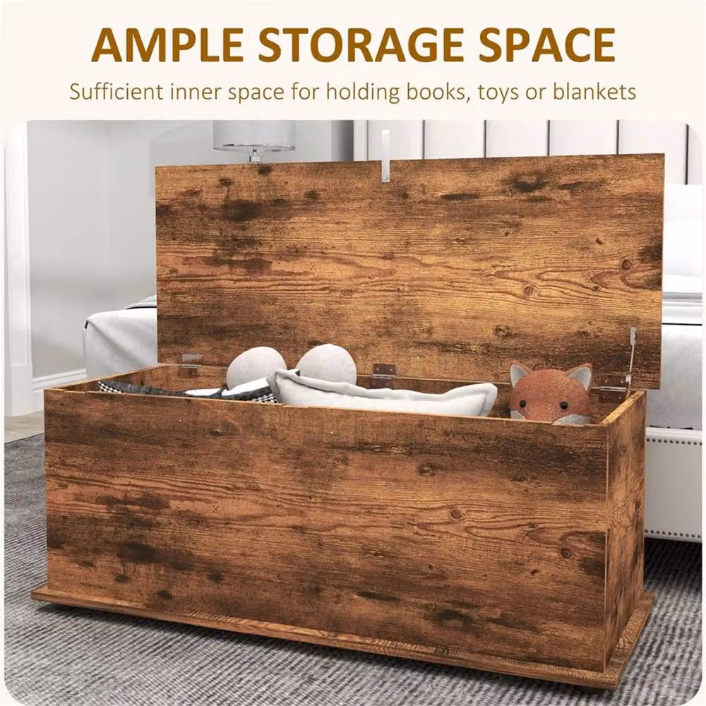 Nordara Storage Chest with Soft Close Lid in Brown, W: 120 cm, D: 90 cm, H: 40 cm – 4