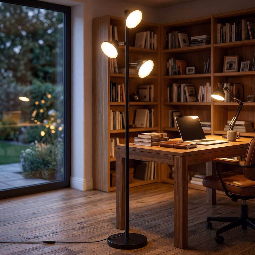 Emitto 3-Light LED Floor Lamp in Black with Remote Control and Touch Dimming – 7