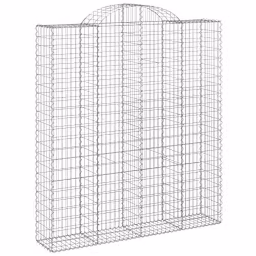 vidaXL Arched Gabion Baskets, 4 Pieces, Silver Galvanised Steel, W: 200 cm, D: 50 cm, H: 220/240 cm