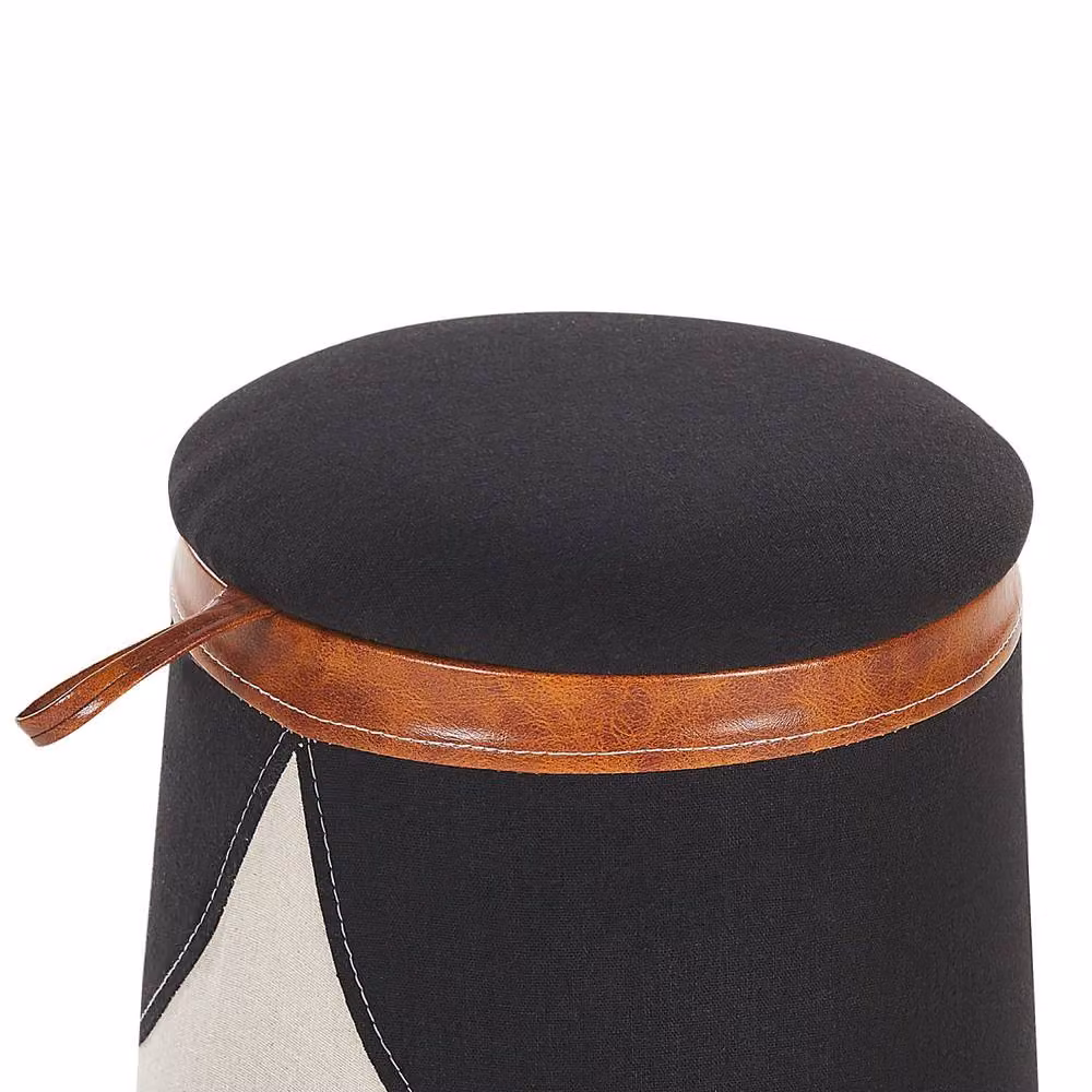 Wyld and Coco Kids Pouffe in Beige Faux Linen with Hidden Storage – 5