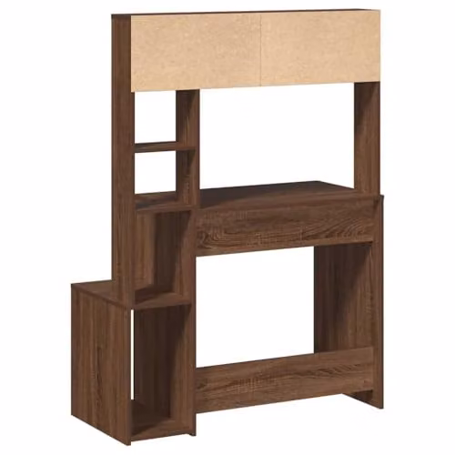 vidaXL Modern Writing Desk with Shelves in Brown Oak, W/D/H: 100 x 45 x 140 cm – 3
