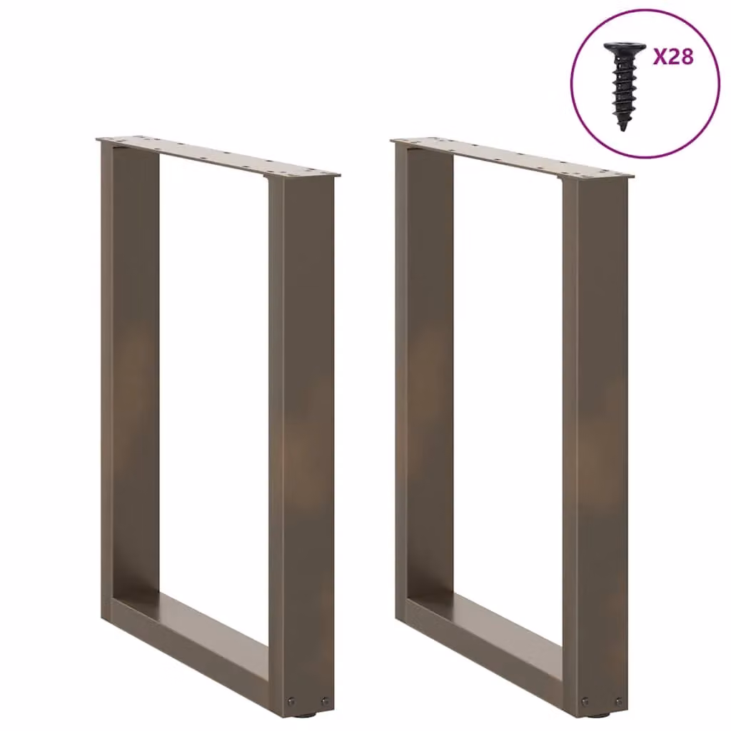 Berkfield Home U-Shaped Coffee Table Legs, 2 Pieces, Brown Steel, H: 72-73 cm x W: 70 cm – 2