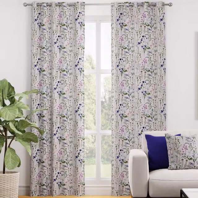 Terrys Wildflowers Made to Measure Blackout Eyelet Curtain in Multicolour Floral Cotton Fabric