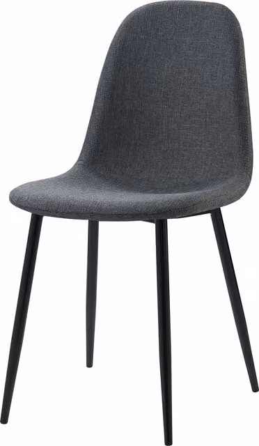 Versanora Set of 2 Mid-Century Dining Chairs in Grey Fabric with Black Metal Legs