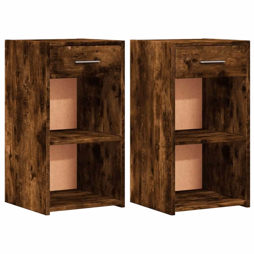 Berkfield Home Elegant Bedside Cabinets, 2 Piece Set in Smoked Oak Brown, W/D/H: 35 x 34 x 65 cm – 3