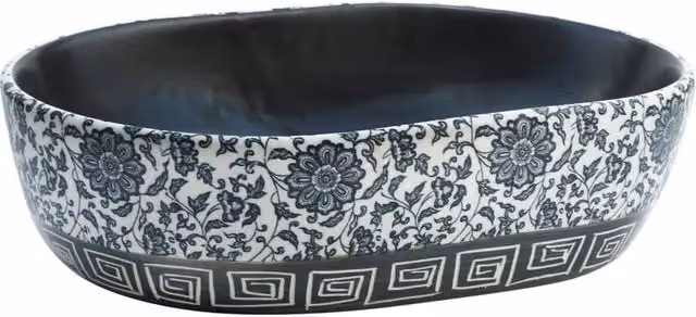 Berkfield Home Oval Ceramic Countertop Basin in Black and Blue, W: 47 cm, D: 33 cm, H: 13 cm