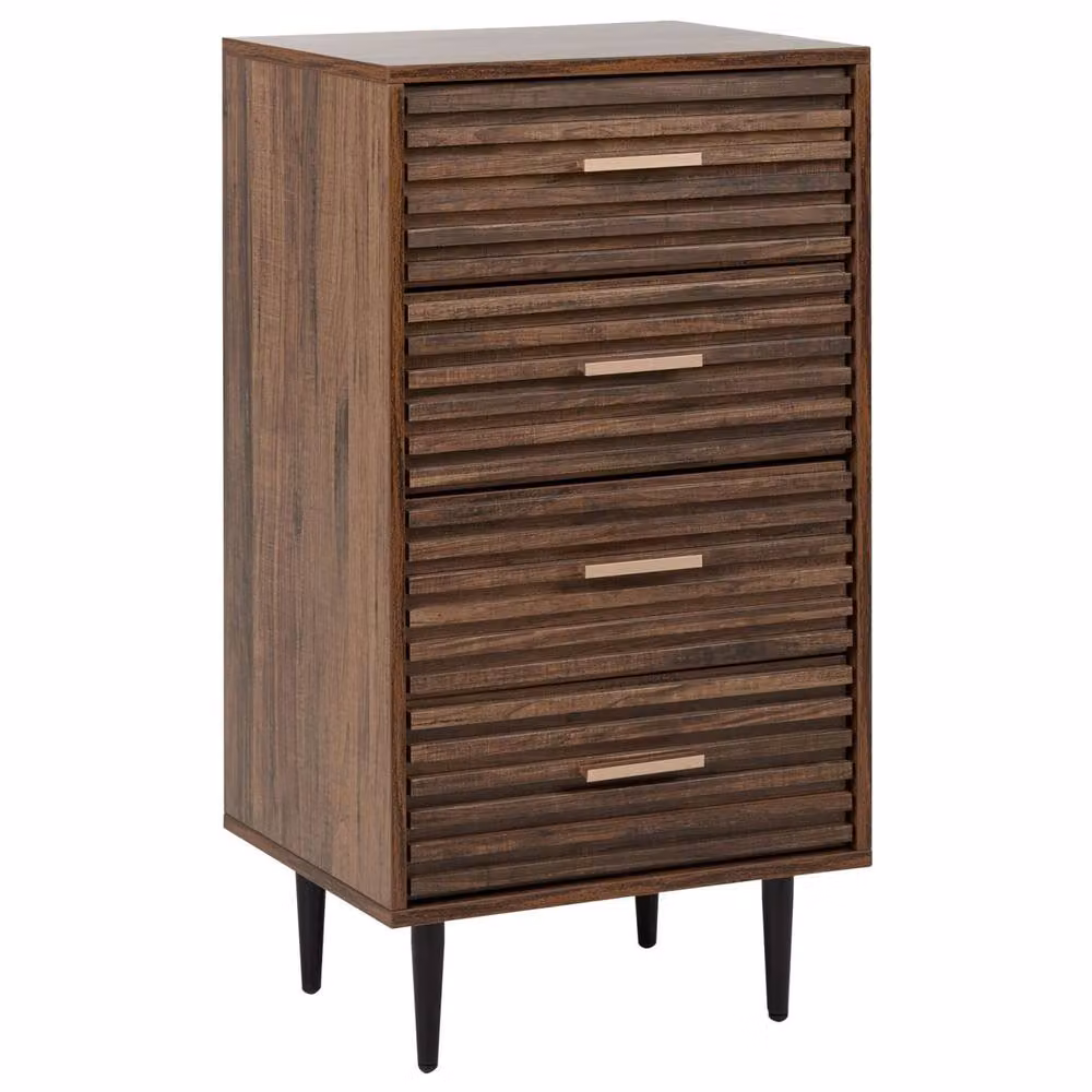 Wyld and Coco 4-Drawer Chest of Drawers in Dark Brown MDF with Metal Legs – 2