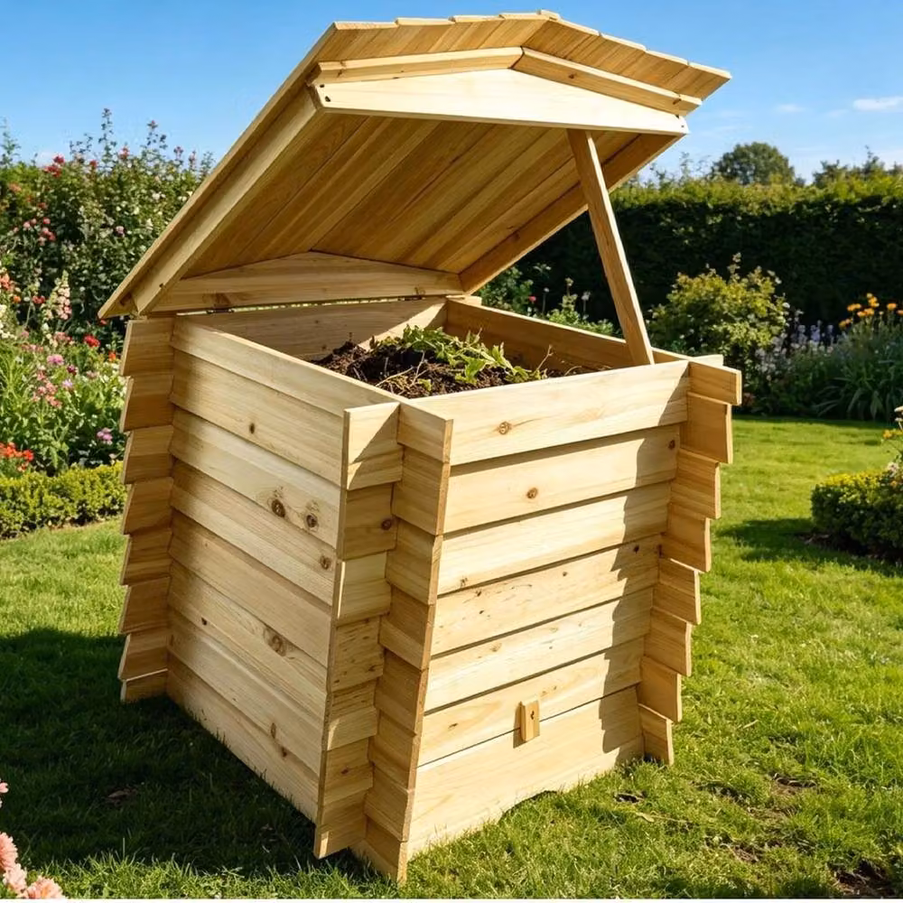 Havendro 300L Wooden Compost Bin in Natural Brown and Beige – 4