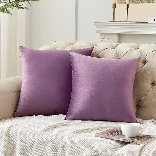 YnysTec Plush Velvet Square Cushion Cover in Purple, W x D: 50 x 50 cm – 1