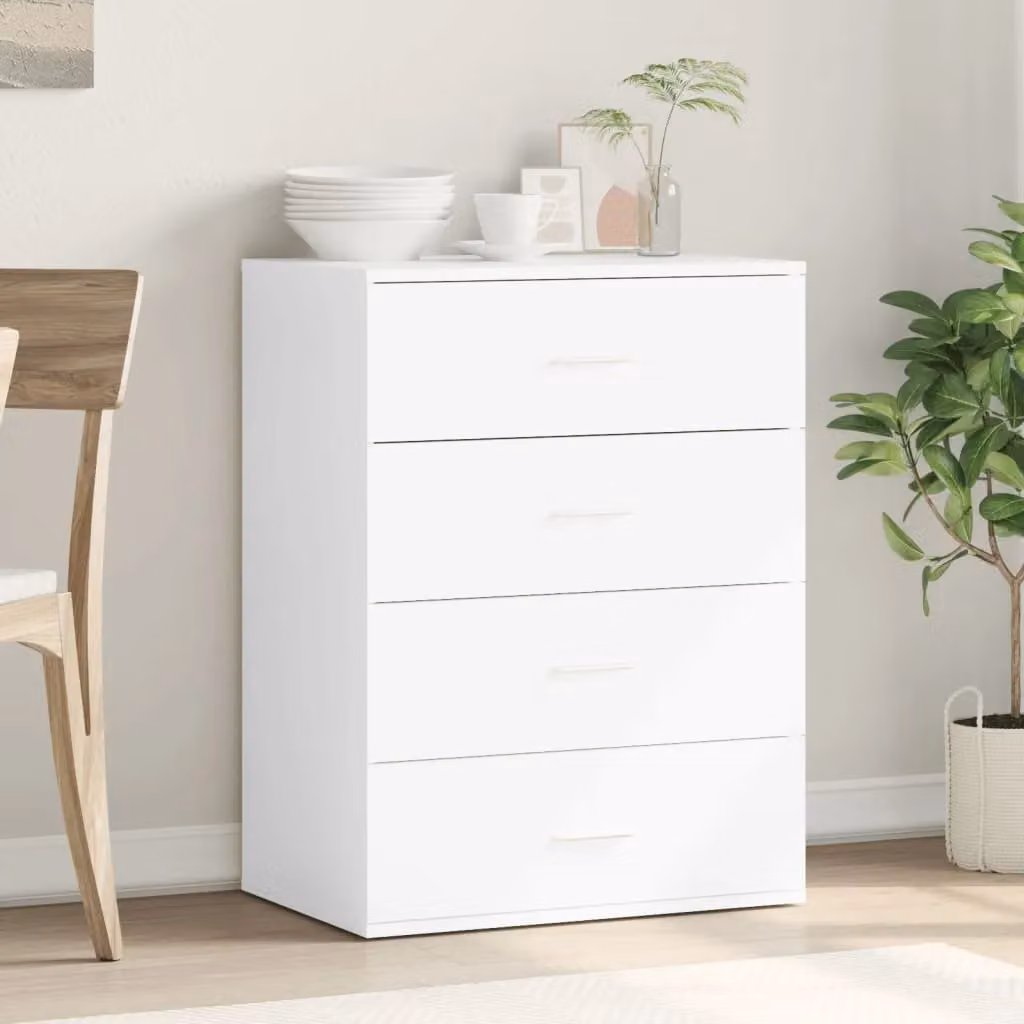 Berkfield Home White Modern Sideboard in Matt MDF, W/D/H: 60 x 39 x 80 cm