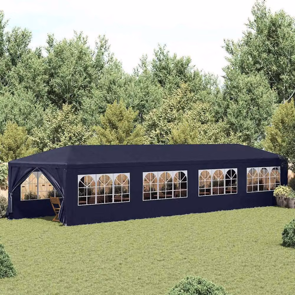 Berkfield Home Garden Blue Steel Marquee with Window W/D/H: 12 x 3 x 2.55 m – 2