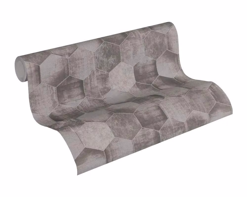 A.S. Création Grey Geometric Metallic Honeycomb Shimmer Wallpaper – 2