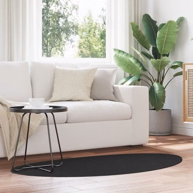 Berkfield Home HUARTE Oval Rug, Black, W: 80 cm x L: 150 cm – 1