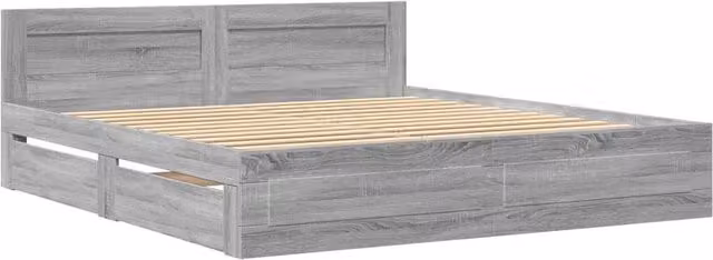 Berkfield Home Durable Bed Frame with Headboard and Drawers, Grey Sonoma, W/D/H: 200 x 69 x 203 cm – 1