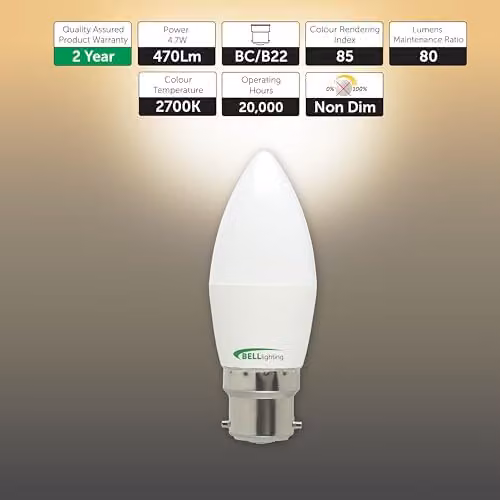 BELL Lighting B22 Bayonet LED Candle Bulbs, Warm White, Pack of 3 – 2