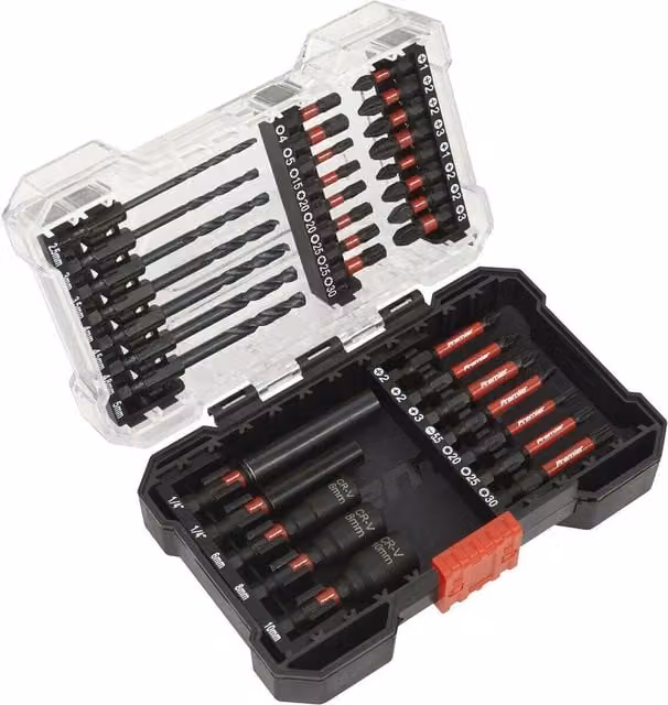 Loops 35 Piece Impact Grade Power Tool Bit Set with S2 Steel Bits and 1/4 inch Hex Drive in Multicolour – 1